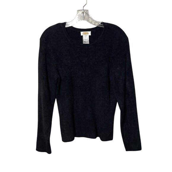 Vintage Talbots Women’s Black Long Sleeve Ribbed Knit Crew Neck Sweater Size M - Picture 1 of 5